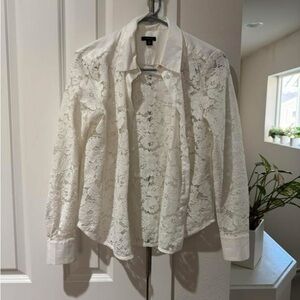 Ann Taylor Cream Lace Women's Shirt